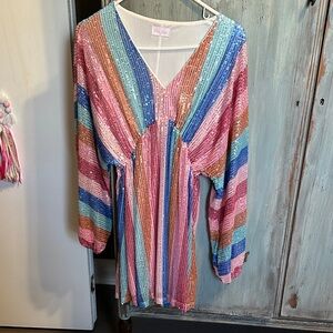 Multi-Color Sequin V-Neck Women’s Top